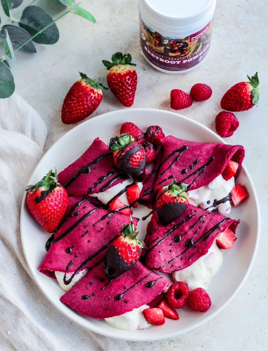 Heart Beet Valentines Crepes