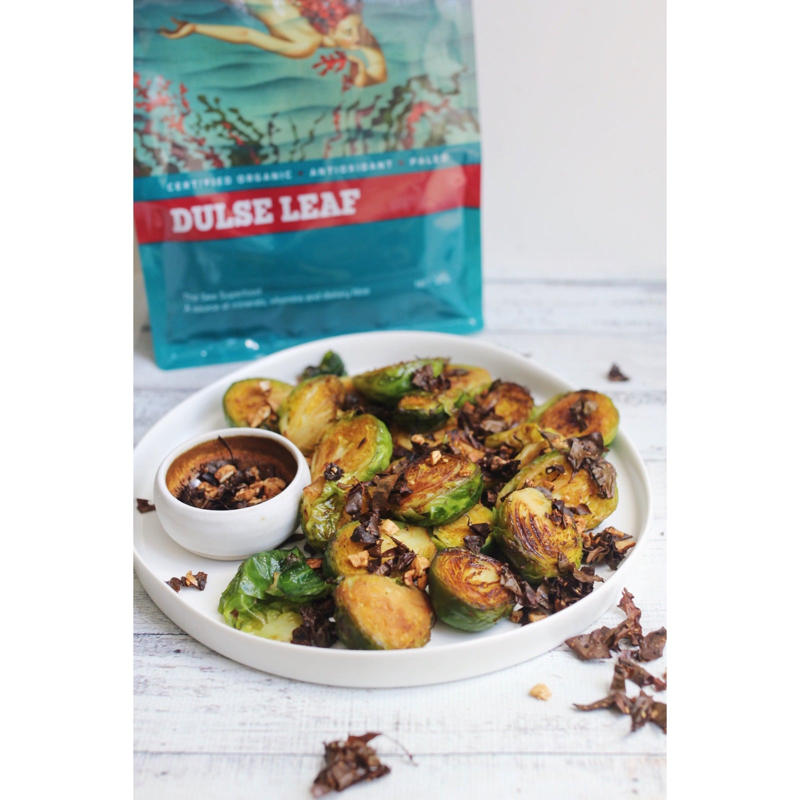 Crispy brussel sprouts with dulse leaf dukkah