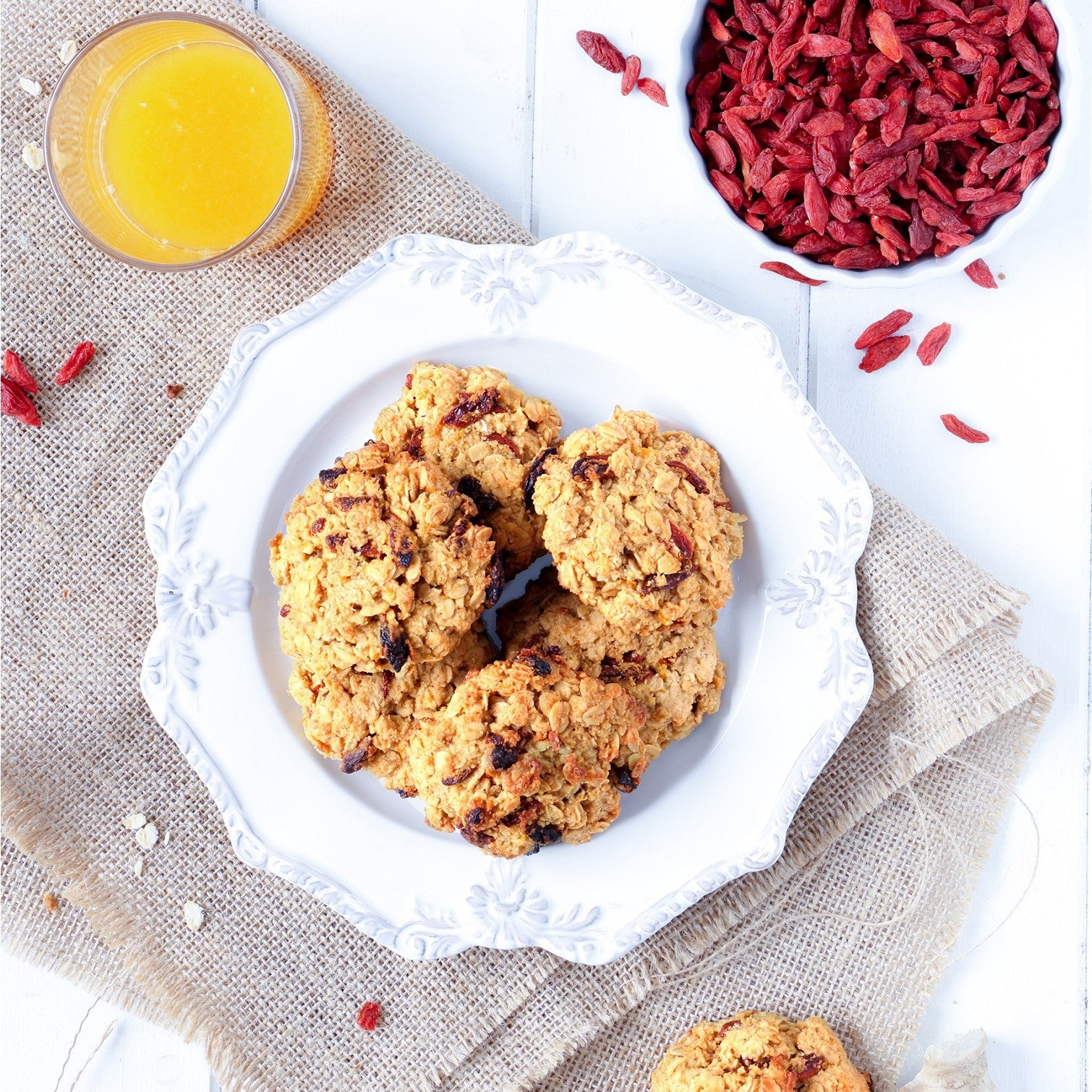 Orange, Ginger and Goji Breakfast Cookies